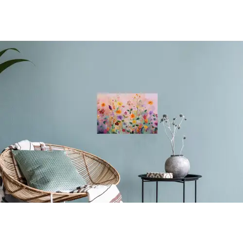 Schilderij - Bloemen - Abstract - Kleurrijk Muursticker klein -plant