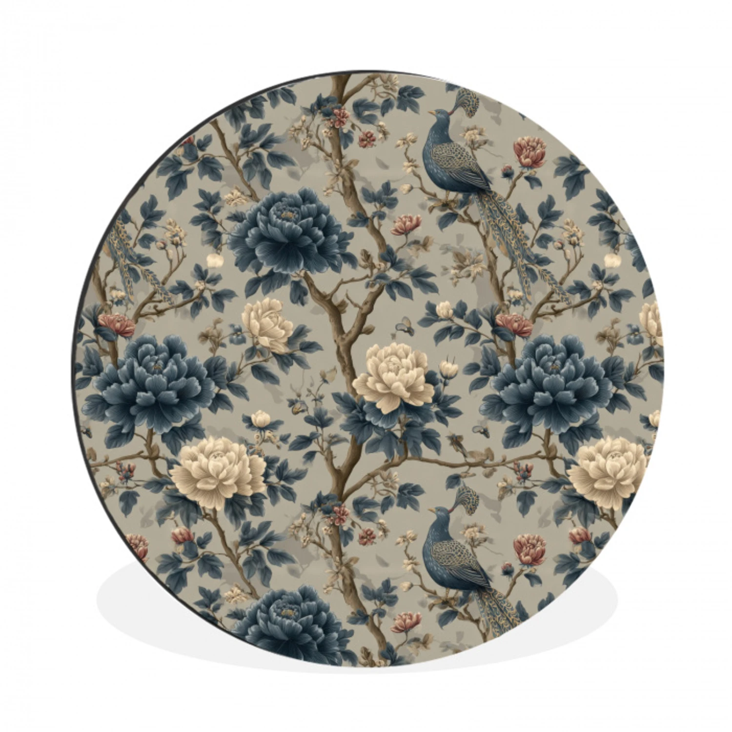 Pauw - Bloemen - Blauw Wandcirkel aluminium klein 190 -3d
