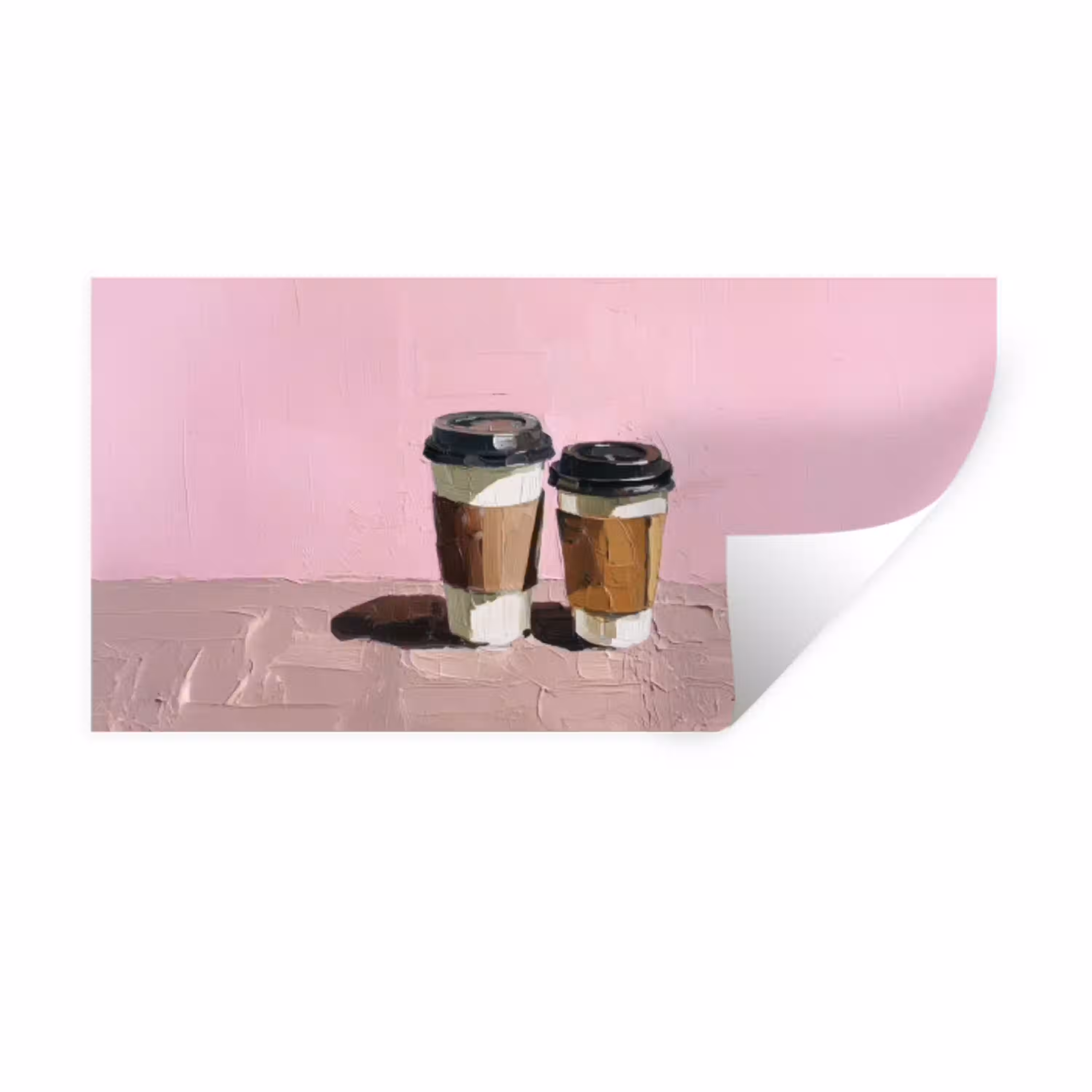 Koffiebekers - Deksel - Verf - Textuur Muursticker klein -3d
