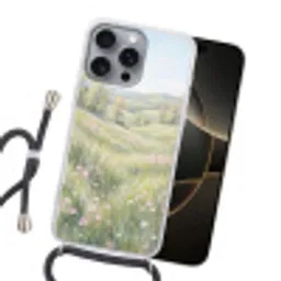 Bloemen veld - Bloemen - Groen Hoesje iPhone 16 Pro Max met koord klein -sfeer1