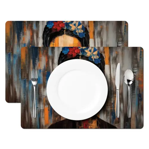 Portret - Vrouw - Bloemen Placemat vinyl groot -zzsfeer2_Kitchenyeah-website