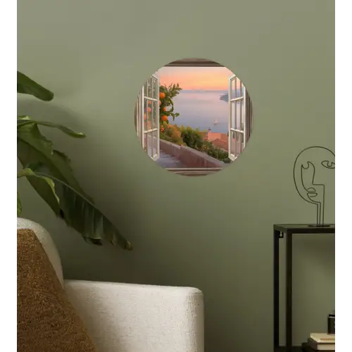 Doorkijk - Uitzicht - Meer - Landschap Wandcirkel behangsticker klein -sfeer2