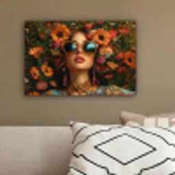 Vrouwen - Bloemen - Modern - Bril - Abstract canvas 2cm klein -sfeer3