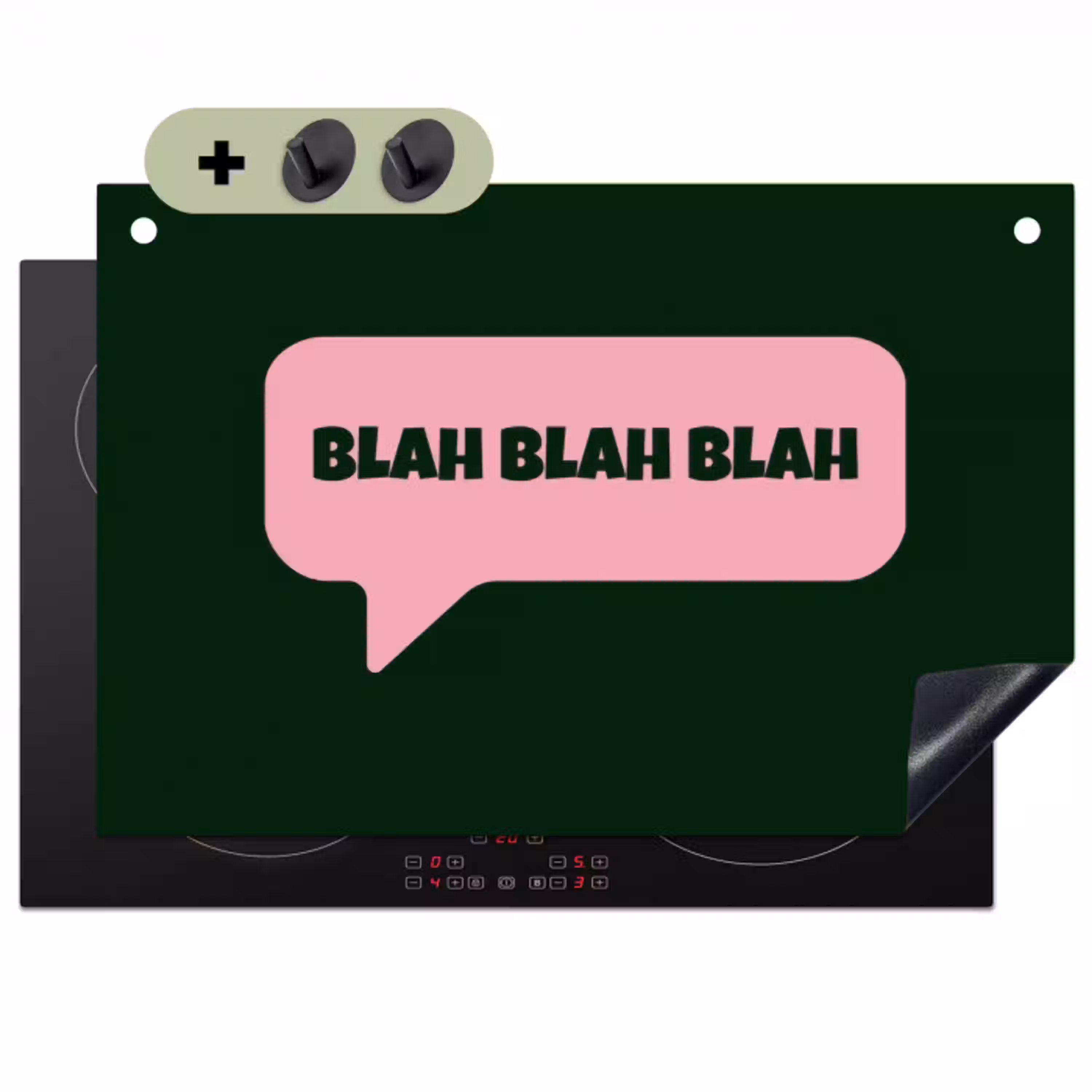 Tekstwolk - BLAH BLAH BLAH - Roze Inductie beschemer met haakjes klein -3d