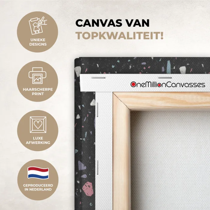 Terrazzo - Patroon - Zwart - Zacht canvas 2cm xxl 828 -sfeer2