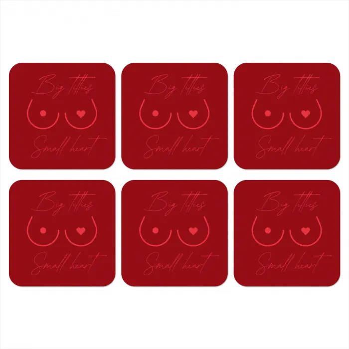 Big titties small heart - Rood - Hart onderzetter kurk middel -3d