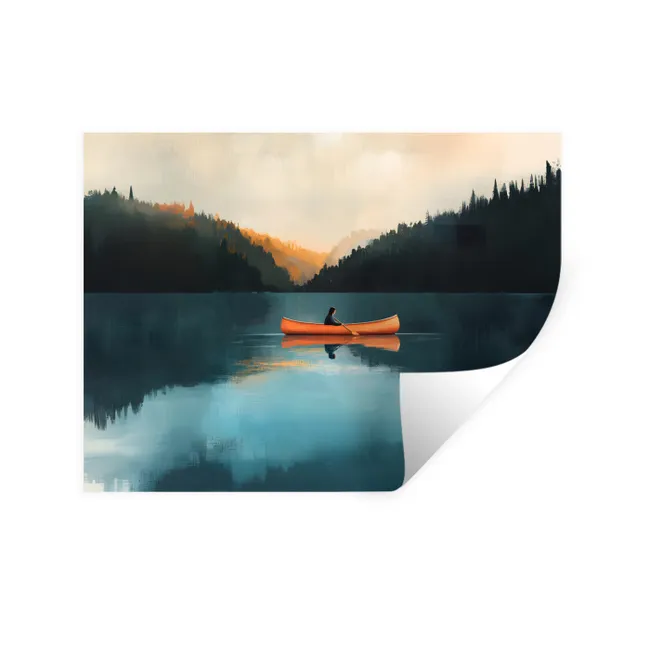 Wall Sticker - Forests - Lake - Canoe - Orange
