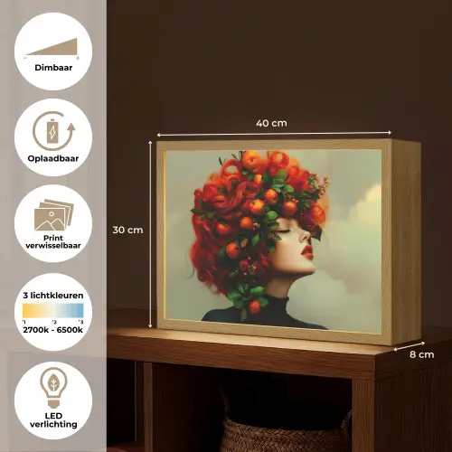 Vrouw - Appels - Rood - Bladeren Light Box met batterij (Wandlamp) middel -USP_websiteoverzichtNL