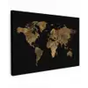 Wereldkaart - Goud - Luxe - Aarde - Zwart canvas 2cm klein -z3d