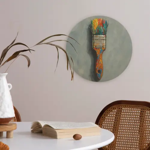 Verf - Kwast - Schilderij Akoestische PET Vilt - Rond klein -sfeer3