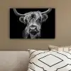 Schotse Hooglander - Horens - Zwart - Wit - Koe - Wild - Dieren canvas 2cm klein -sfeer3