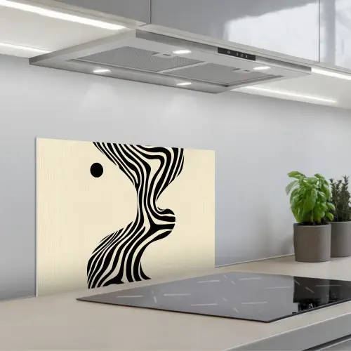 Beige - Lijnen - Golvend -  Abstract keuken achterwand spatscherm klein -3d_schuin