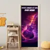 Leuchtende E-Gitarre im Neon-Stil mit personalisierbarem Namensfeld. deurposter klein -sfeer4