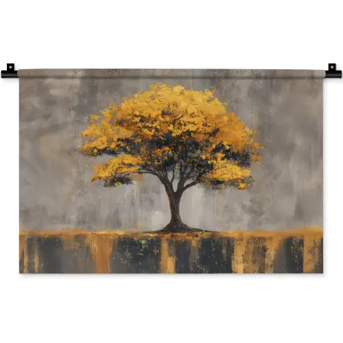 Boom - Bladeren - Goud - Abstract Wandkleed katoen klein -zz3d