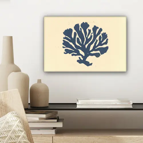 Blauw koraal - Vertakkingen - Beige canvas 2cm klein -sfeer6