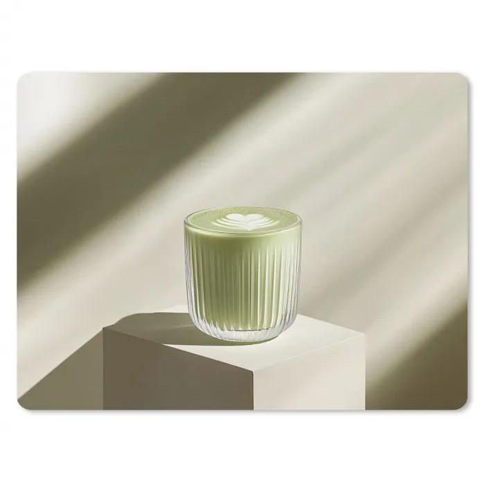 Matcha - Glas - Groen - Minimalistisch muismat rubber klein -3d