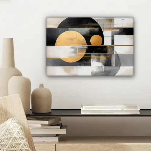 Abstract - Goud - Zilver - Vormen - Aesthetic - Modern canvas 2cm klein -sfeer6