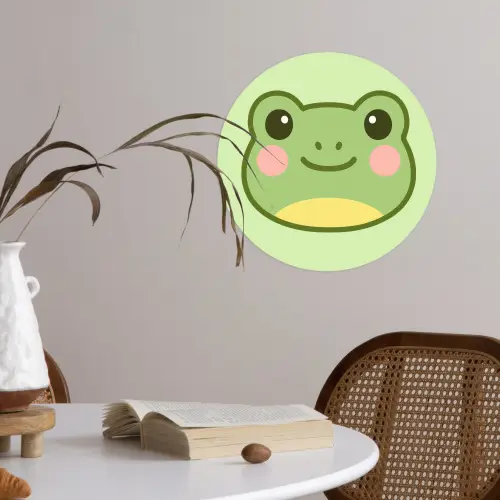 Kikker - Groen - Vriendelijkheid Wandcirkel behangsticker klein -sfeer3