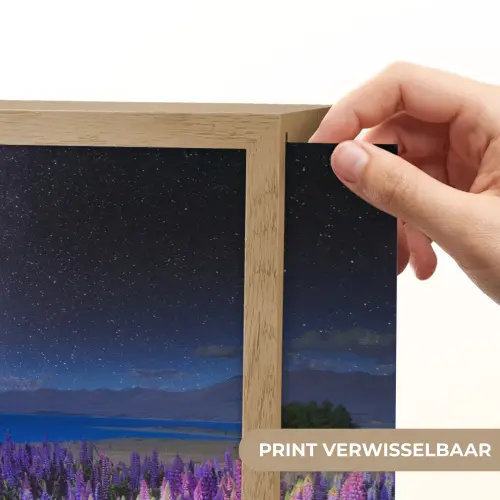 Bloemen - Nacht - Lupine - Sterrenhemel - Paars - Natuur Light Box met batterij (Wandlamp) middel -USP_websiteprintNL