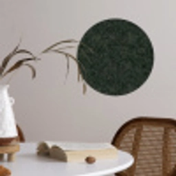 Bloemen - Lijnen - Groen Wandcirkel behangsticker klein 186 -sfeer3