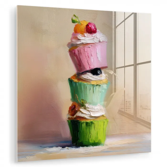 Cupcakes - Gestapeld - Kleurrijk - Fruit plexiglas 5mm klein -zzzproduct_nieuw