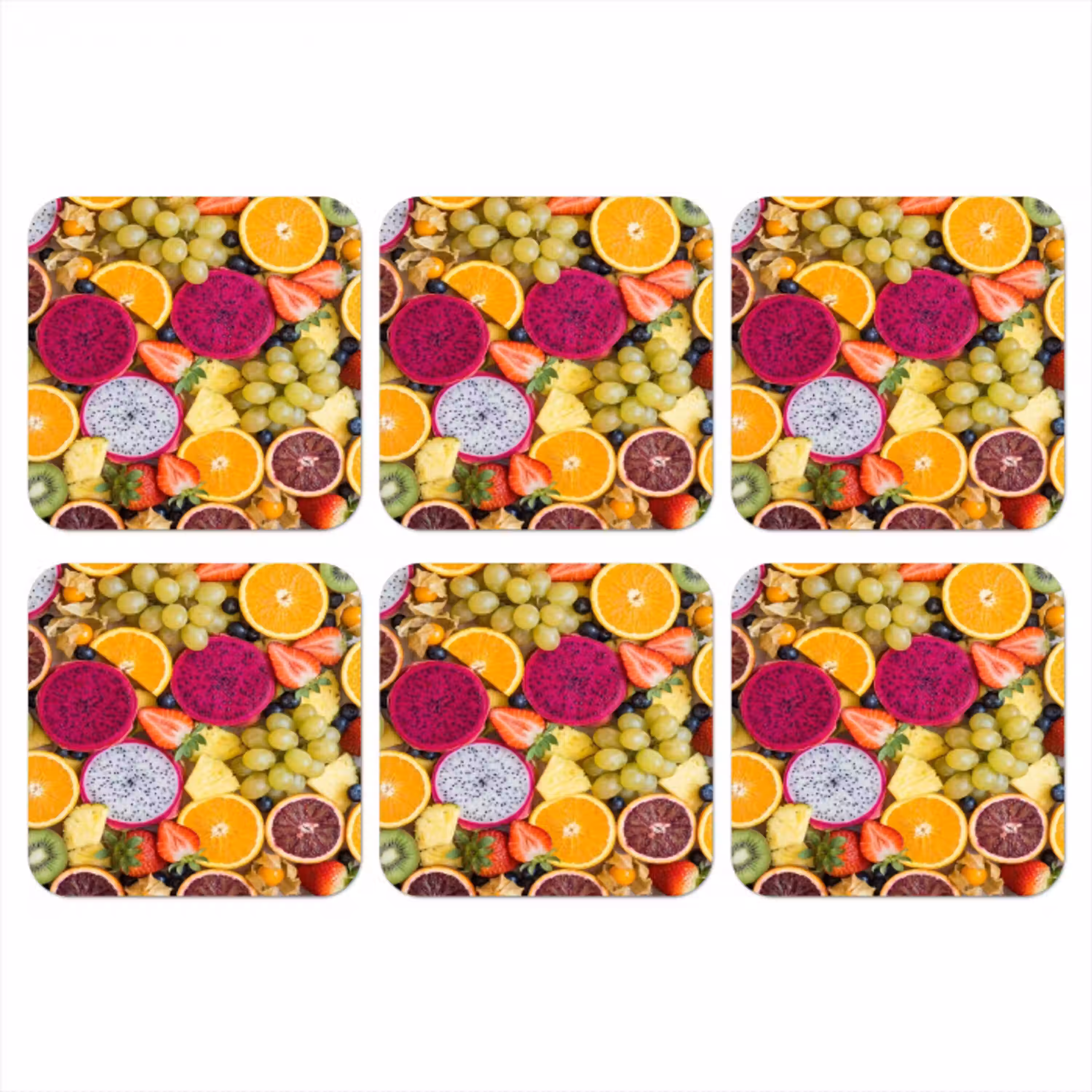 Fruit - Assortiment - Kleurrijk - Gezondheid onderzetter kurk middel -3d