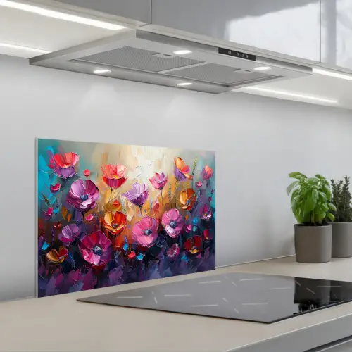Bloemen - Botanisch - Kunst - Roze - Natuur keuken achterwand spatscherm klein -3d_schuin