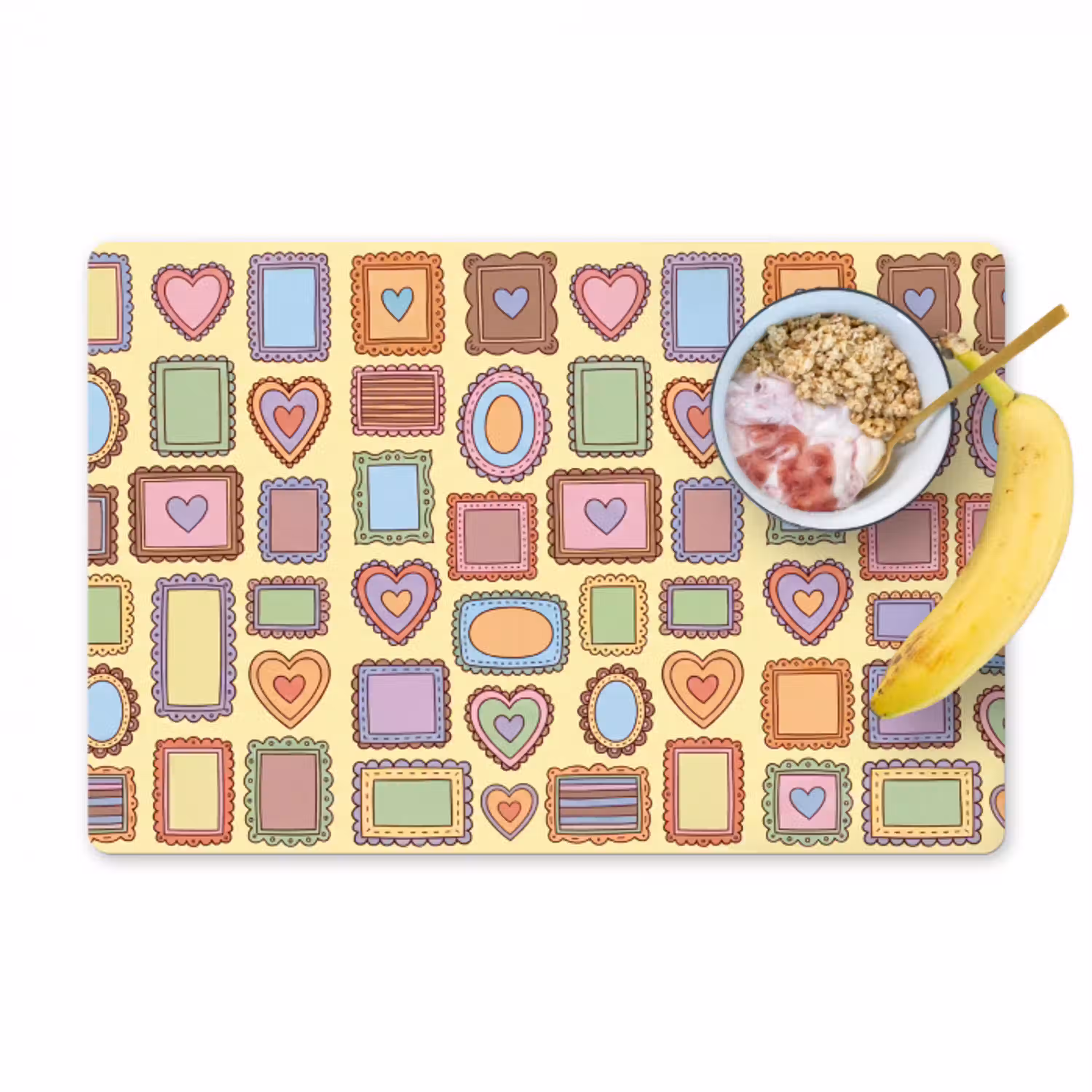 Lijst - Patroon - Hart - Speels - Kleurrijk Placemat vinyl groot -zzzproduct_Kitchenyeah-website