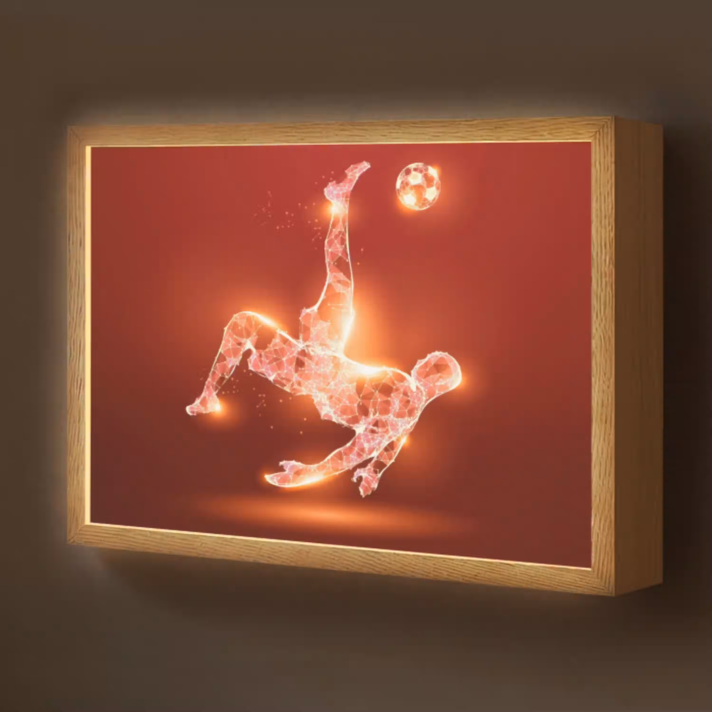 Voetballer - Omhaal - Rood - Neon Light Box met batterij (Wandlamp kind) middel -z3d_website