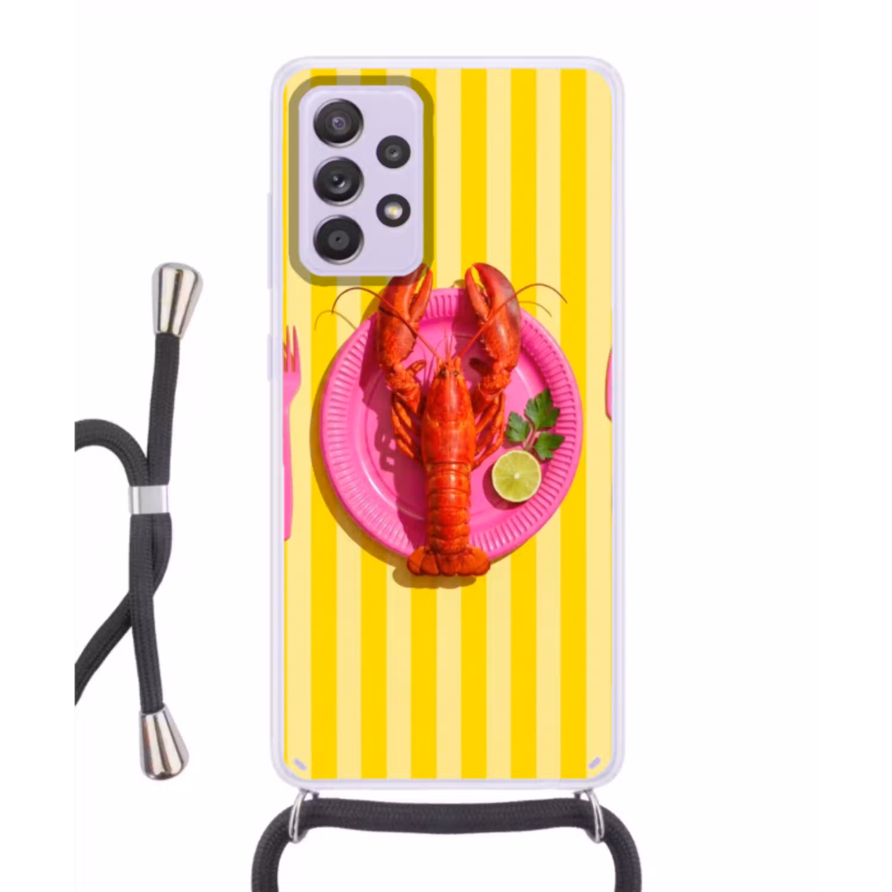 Eten - Roze - Geel - Modern - Culinaire Hoesje Samsung Galaxy A52 5G met koord klein -3d