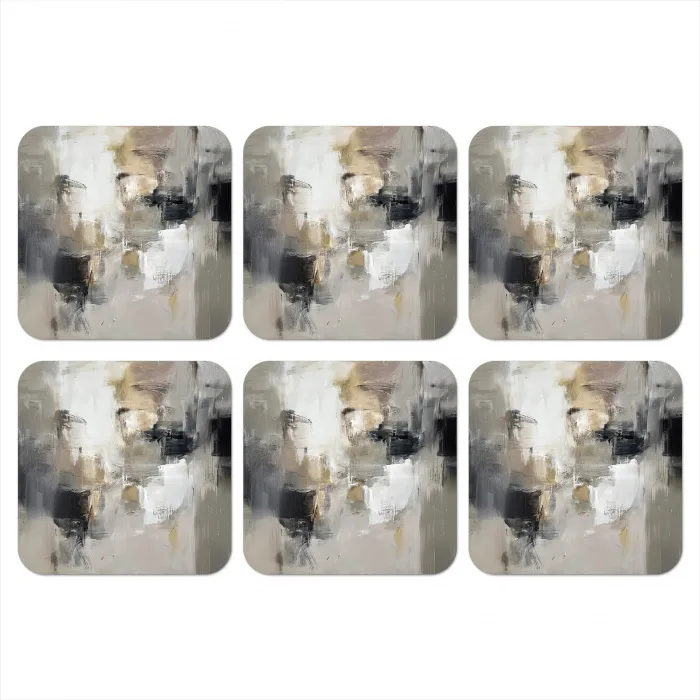 Kleurenpalet - Penseelstreken - Beige - Nevelig onderzetter kurk middel -3d