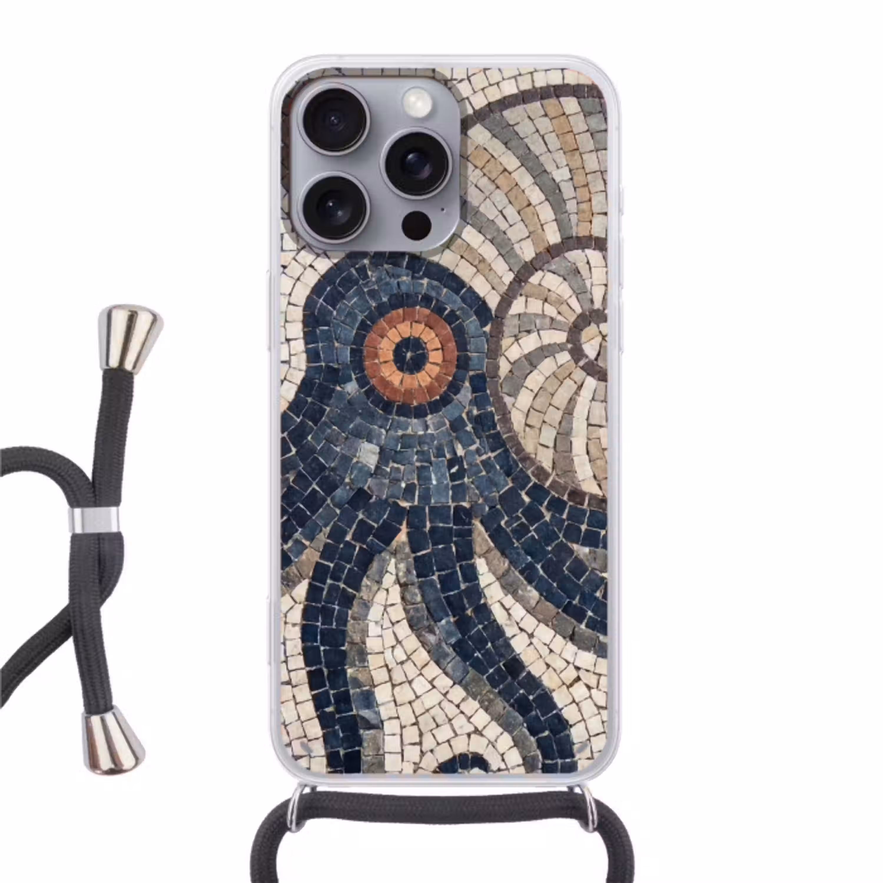 Zeeleven - Mozaïek - Kunst - Vintage - Beige Hoesje iPhone 16 Pro Max met koord klein -3d