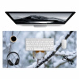 Roodborstje - Tak - Sneeuw - Winter - Levendig Muismat XXL klein -3d