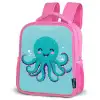 Octopus - Blauw - Gezicht Kinderrugzak - Roze middel -schuin
