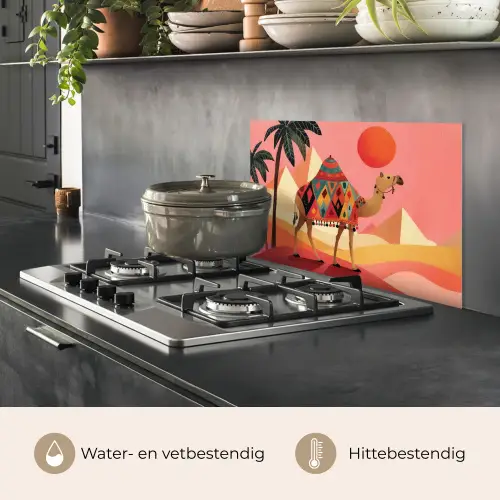 Kameel - Pyramides - Rode zon keuken achterwand spatscherm klein -usp_NL
