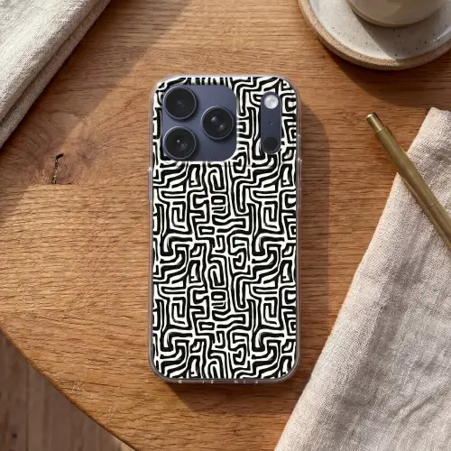 Grafisch - Lijnen - Zwart - Wit Telefoonhoesje iPhone 17 Pro klein 878 -sfeer1