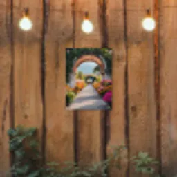 Doorkijk - Bloemen - Tropisch - Kleurrijk tuinposter los doek klein -sfeer1