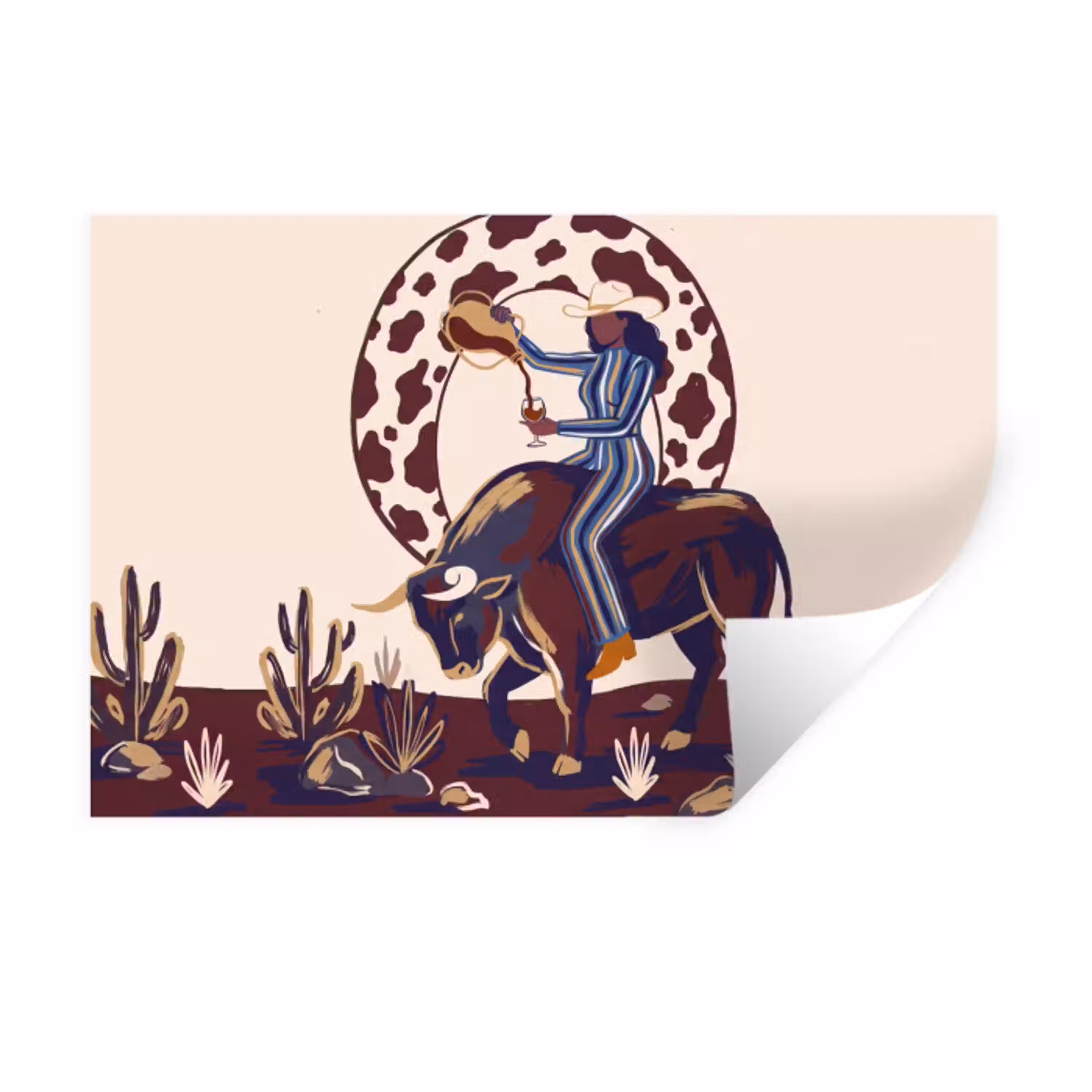 Mensen - Dieren - Cowboy - Abstract - Kleurrijk Muursticker klein -3d