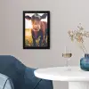Koe - Zonsondergang - Bloemen - Gras - Dieren fotolijst zwart zonder passe partout klein -sfeer4