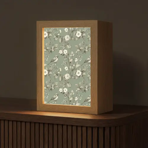 Botanisch - Vogels - Groen Light Box met kabel (Tafellamp) klein 925 -z3d_website