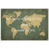 Quote - Vintage - Wereldkaart - Oud tuinposter los doek groot -3d