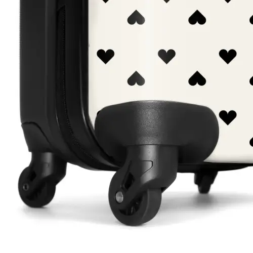 Valentijn harten in ruitpatroon zwart NBS - Handbagage koffer - Kinderen Unisex middel -wiel