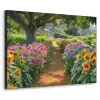 Bloemen - Pad - Zonnebloemen - Tuin - Hortensia Textielframe zwart klein -3d
