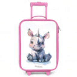 Baby neushoorn Kinderkoffer - Roze klein -3d
