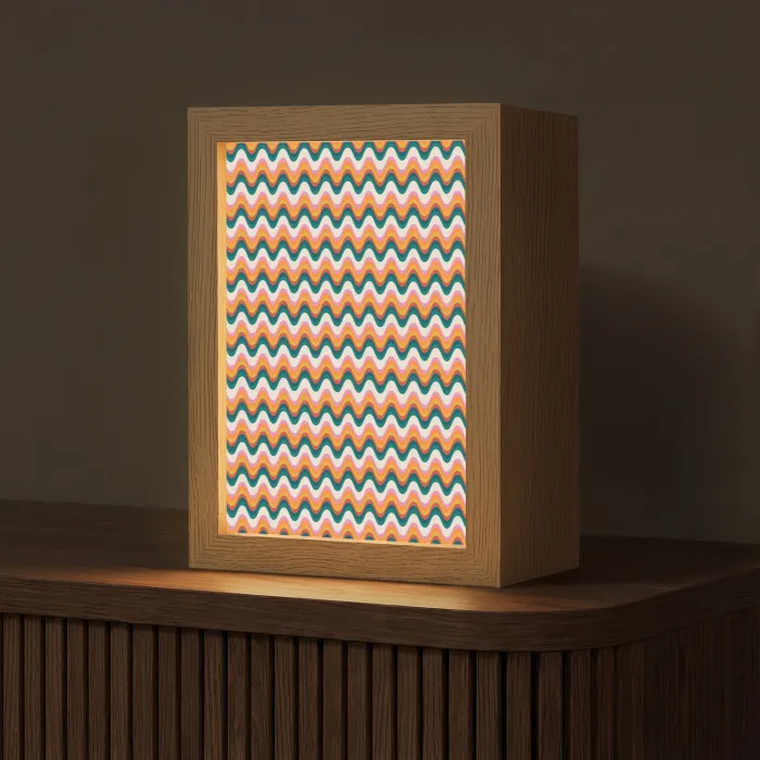 Retro - Disco - Golven - Kleur Light Box met kabel (Tafellamp) klein 925 -z3d_website