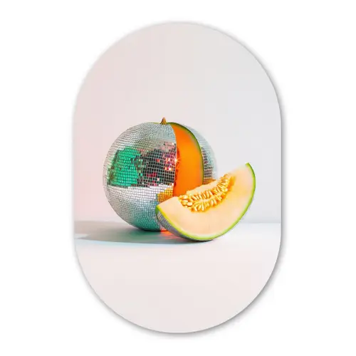 Disco - Discobal - Meloen - Pastel Wandcirkel Ovaal Glas middel -3d