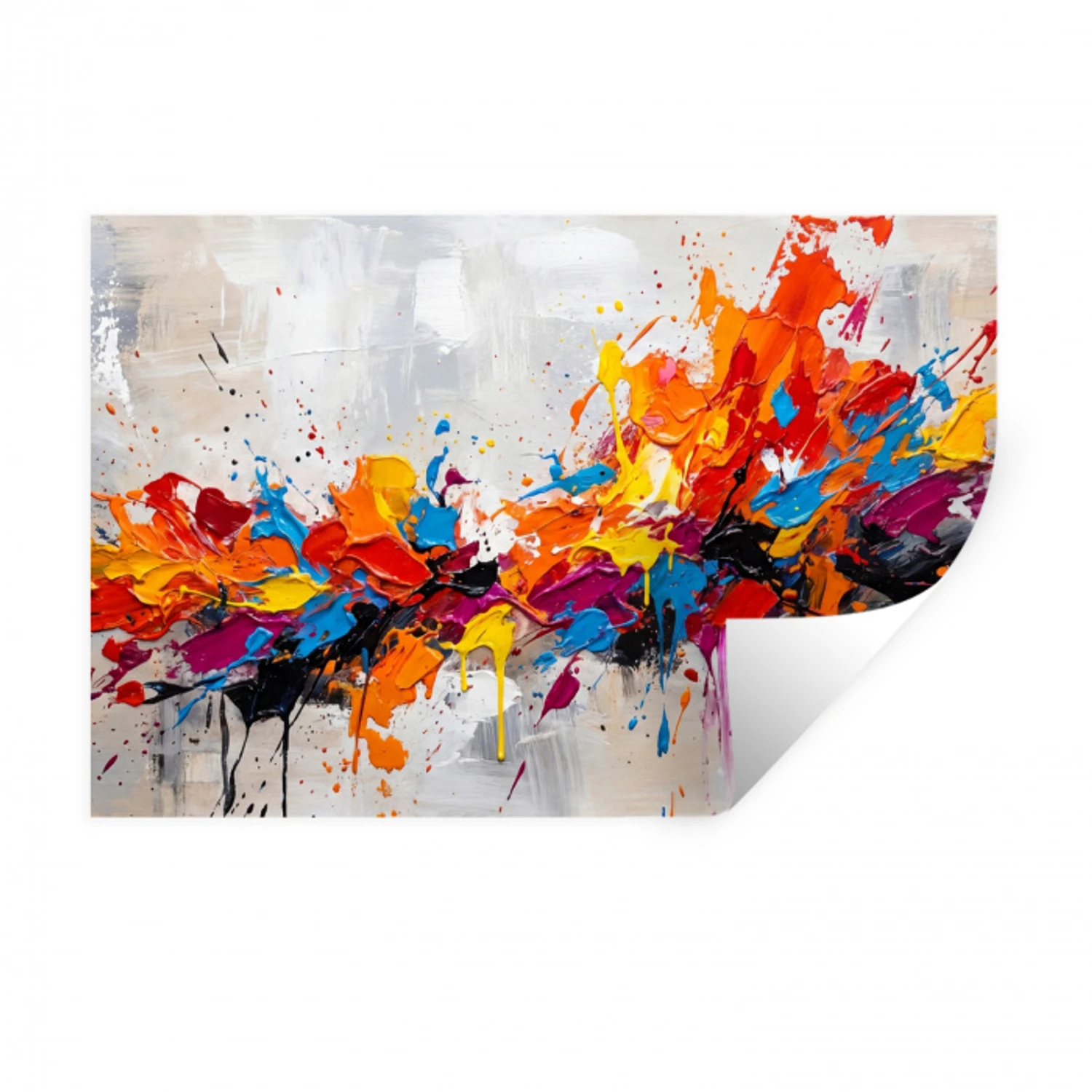 Abstract - Schilderij - Kleurrijk - Dynamisch Muursticker klein -3d