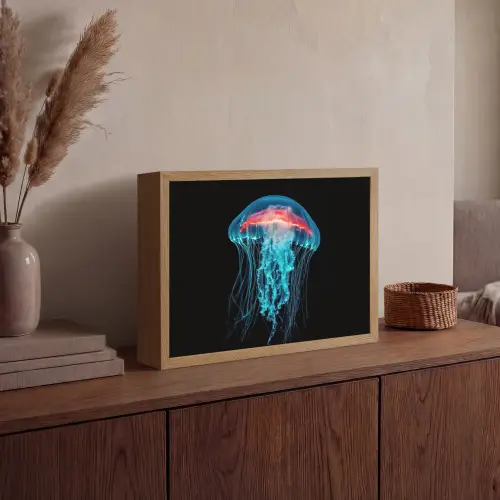 Kwal - Tentakels - Blauw - Licht Light Box met batterij (Wandlamp) middel -sfeer2