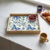 Vlinders - Bloemen - Blauw - Botanisch Dienblad Rechthoek middel 911 -sfeer2