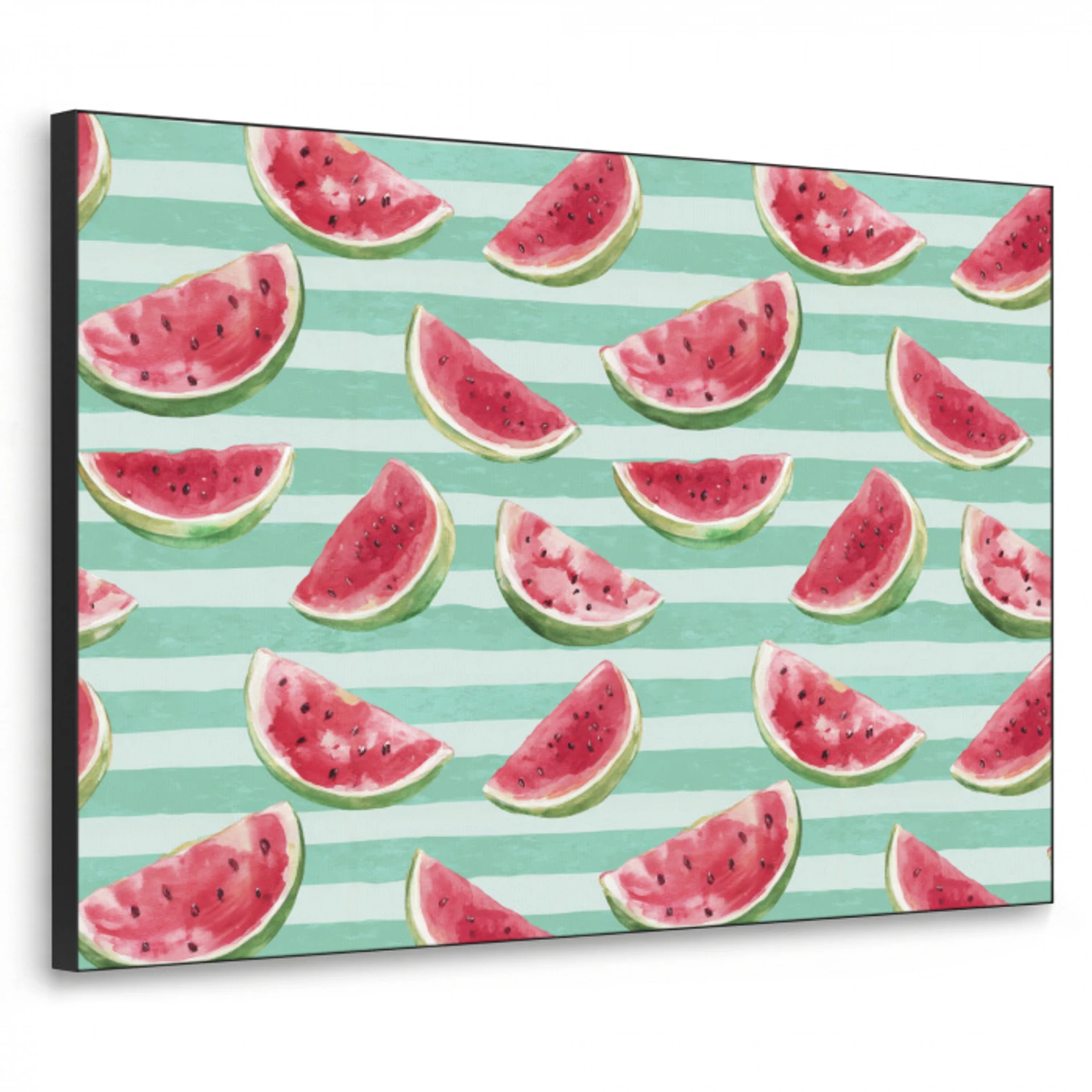 Watermeloen - Strepen - Groen Textielframe zwart klein 947 -3d